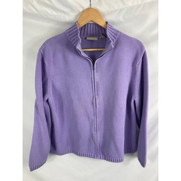 Nordstrom Purple Thick Knit Zip Up Sweater Size XL - Picture 1 of 3